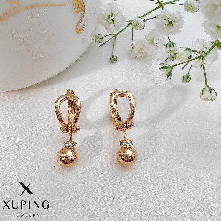 گوشواره زنانه حلقه ای گوی آویز از برند ژوپینگ