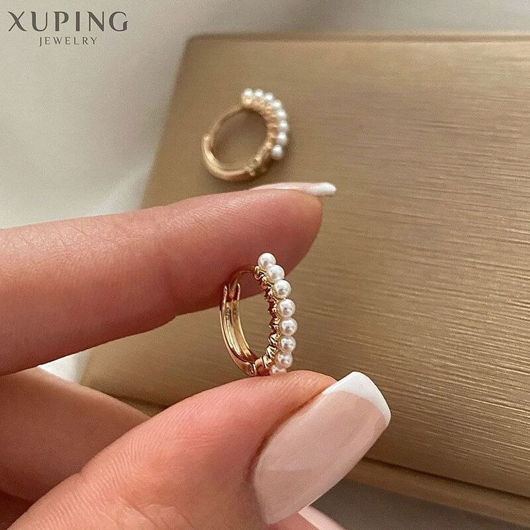 گوشواره زنانه مینیمال حلقه ای مرواریدی برند ژوپینگ