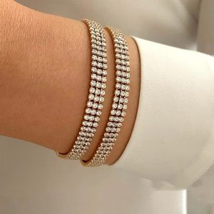 دستبند زنانه تنیسی سه لاین برند ژوپینگ