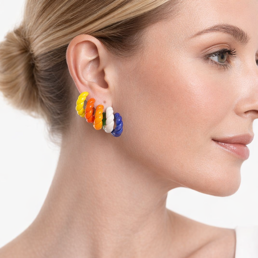 گوشواره زنانه حلقه ای پیچی برند jewelry