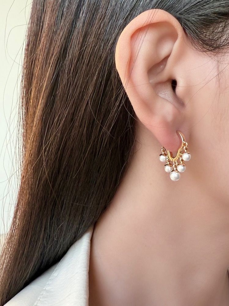 گوشواره زنانه حلقه ای مرواریدی برند ژوپینگ