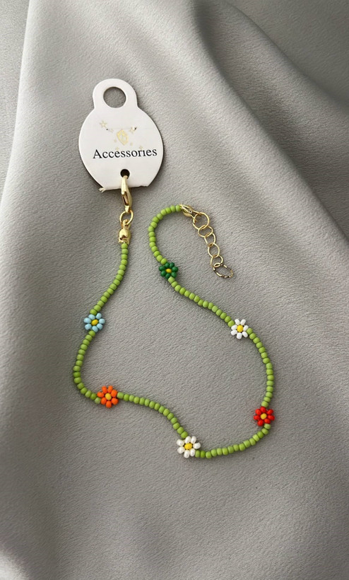 پابند زنانه منجوق گل برند accessories