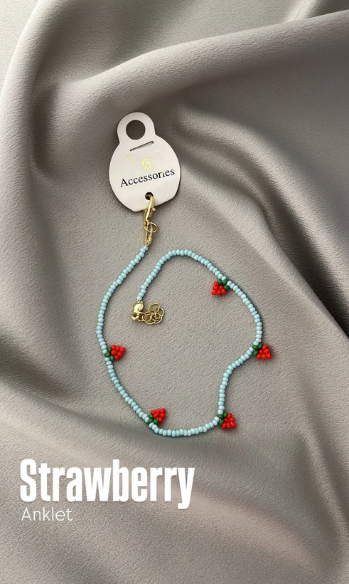 پابند زنانه منجوق توت فرنگی برند accessories