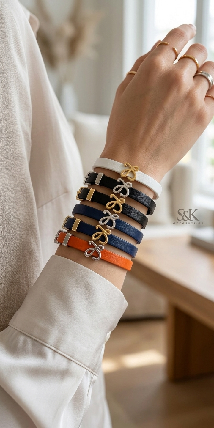 دستبند زنانه چرم loewe برند فشن
