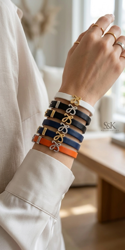 دستبند زنانه چرم loewe برند فشن